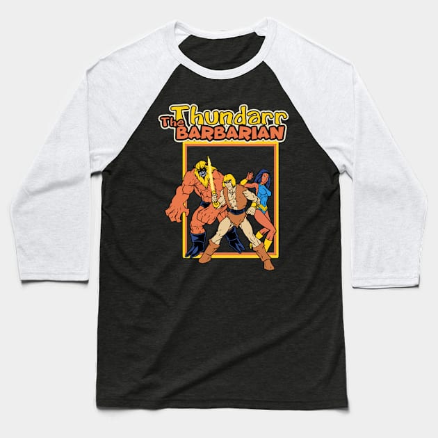 Retro Barbarian Baseball T-Shirt by littlepdraws